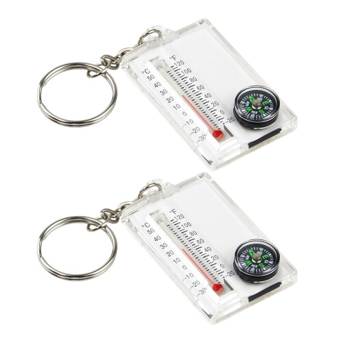 Compass Thermometer Keychain Pocket-Sized