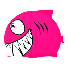 Shark-Shaped Swimming Cap for Kids and Teens Pink