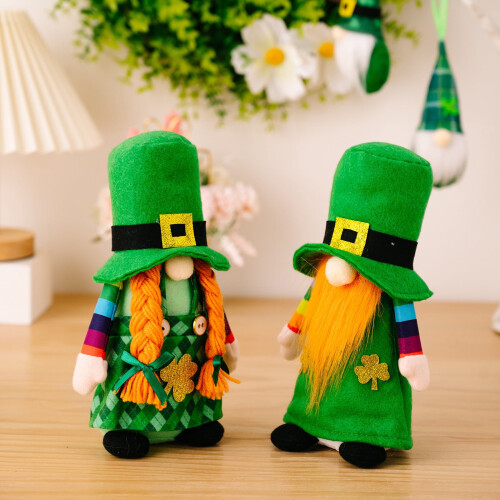 St. Patrick's Day Plüsch-Gnome-Ornament-Set 2