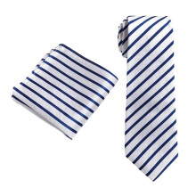 Men's Classic Striped Necktie and Pocket Square Set 8 cm