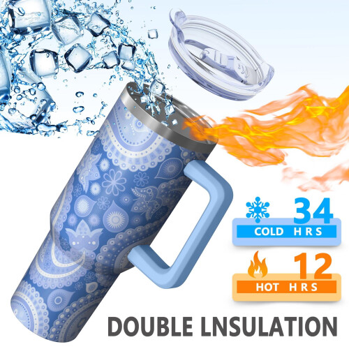 Copo térmico Paisley com parede dupla e isolamento térmico de 1,18 L (40 oz) 1