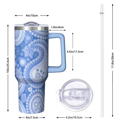 Copo térmico Paisley com parede dupla e isolamento térmico de 1,18 L (40 oz) 2