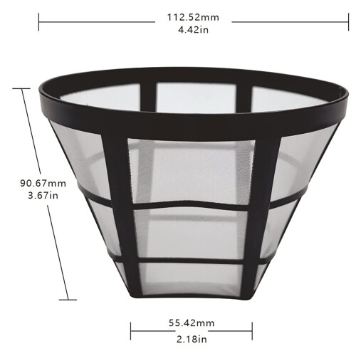 Reusable Stainless Steel Coffee Filter with Black Rim for
