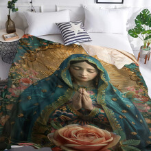 Couverture polaire Vierge Marie et Bouddha 50 x 60 pouces
