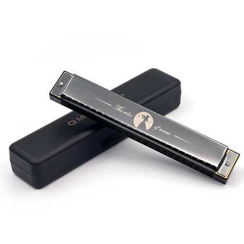 C Key Portable Harmonica 24 Holes Black