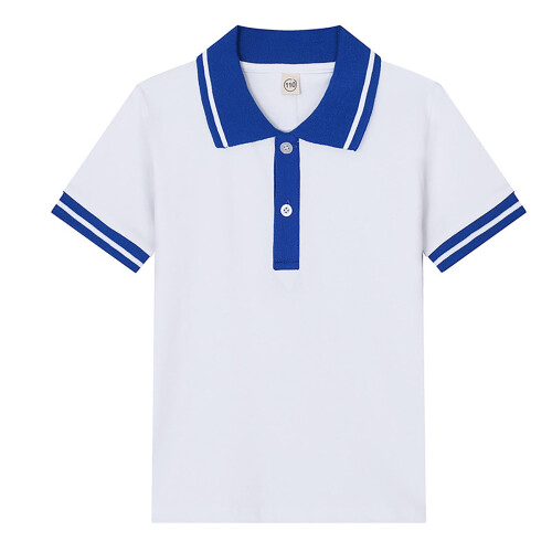 Boys' Rugby Shirt Solid Light Blue Short Sleeve Oversized 2