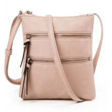 Γυναικεία τσάντα ώμου crossbody με διπλό φερμουάρ και