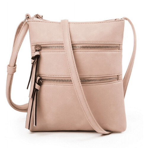 Γυναικεία τσάντα ώμου crossbody με διπλό φερμουάρ και