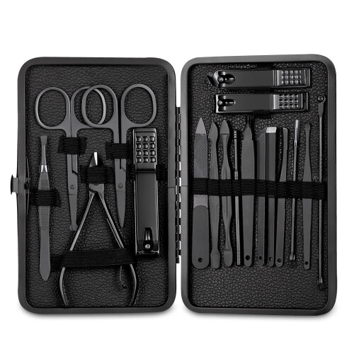 Schwarzes Maniküre-Set aus Edelstahl, 5-teilig 1