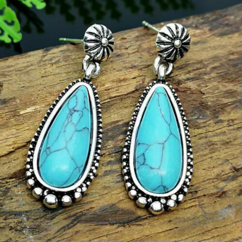 Boho Drop Earrings 925 Silver with Tourmaline 1 Pair 1