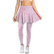 Leopard Print Pink High Waist Yoga Leggings Skirt Style M