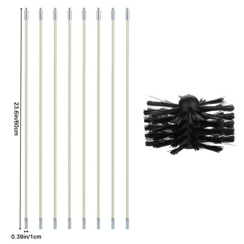 Kit de brosses en nylon réutilisables pour ramonage de cheminée 1