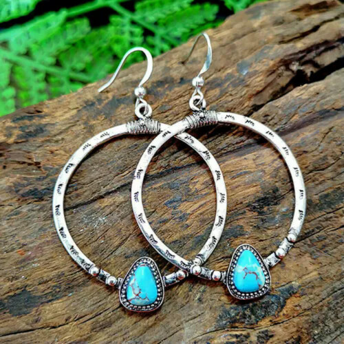 Boho Drop Earrings 925 Silver with Tourmaline One Pair 1