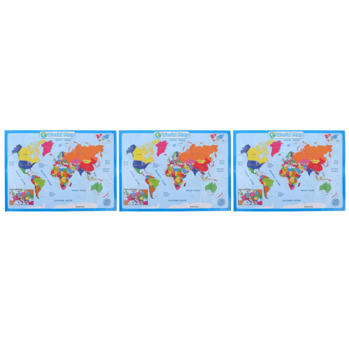 World Map Educational Poster for Kids 3 Sheets 2