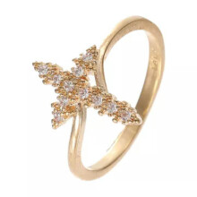 Crystal Cross Ring 18K Gold Plated Women's Jewelry Size 6-10