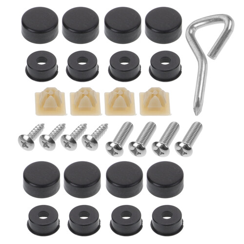 License Plate Frame Plugs Fasteners Rustproof Black Car Kit