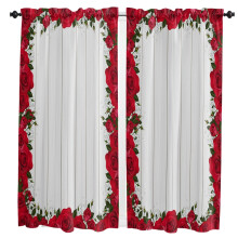 Red Heart Plaid Curtains Home Decor 2 pcs
