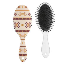 Wooden Paddle Hair Brush with Soft Bristles, Tribal Rustic