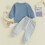 Kleinkind-Jungen-Bekleidungsset, blauer Langarmpullover und 3