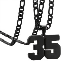 Stainless Steel Athlete Number Necklace Black 35