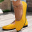Γυναικεία φλατ παπούτσια εργασίας με slip-on, αναπνεύσιμο διχτυωτό ύφασμα, κίτρινο 6