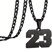 Stainless Steel Sports Necklace Black Number 23