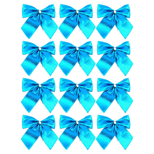 Christmas Mini Bows Ornaments Blue 12 pcs