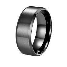 Stainless Steel Brushed Wedding Band Ring 8mm Black Size 13