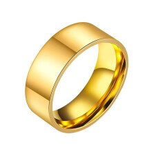 Stainless Steel Minimalist Ring Gold 8mm Size 13