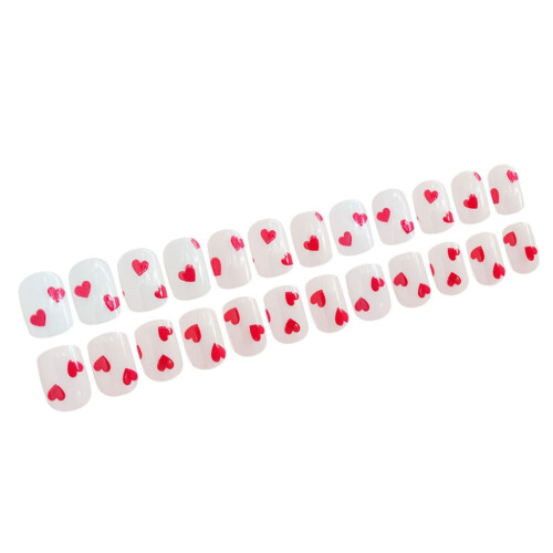 Valentine's Day Press-On Nails Short Square Heart Design