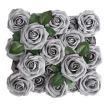 Realistic Blush Foam Roses with Stems 50 Pcs