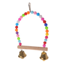 Wooden Bird Perch Toy with Bells for Small Parakeets and