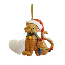 Christmas Cat Pendant Brown Cartoon Car and Tree Decoration