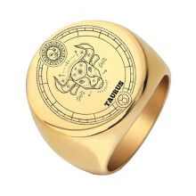 Stainless Steel Zodiac Wedding Band Gold Taurus Size 10