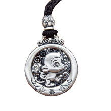 Men's Stainless Steel Monkey Zodiac Pendant Necklace