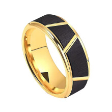 Stainless Steel Gold Brushed Wedding Ring 8mm Size 13