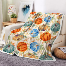 Pumpkin Spice Throw Blanket Orange Fleece 50x60