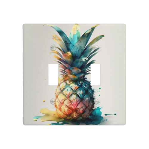 Light Switch Cover Wallplate Watercolor Pineapple 2 Gang