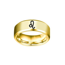 Stainless Steel Zodiac Wedding Band Gold Leo Size 9