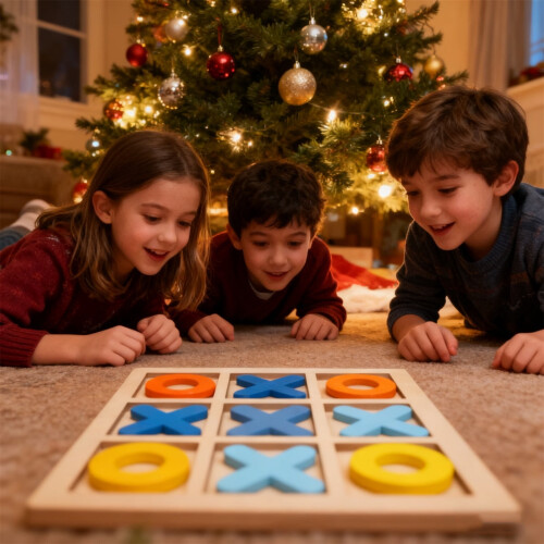 Ξύλινο σετ παιχνιδιών Tic Tac Toe Φορητό μίνι ταμπλό ταξιδιού 2