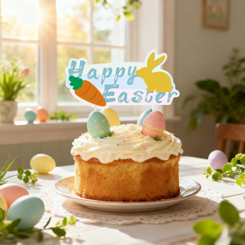 Easter Cake Toppers Paper Decorations 5-Pack