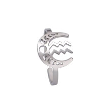 Women's Stainless Steel Moon Constellation Adjustable Ring
