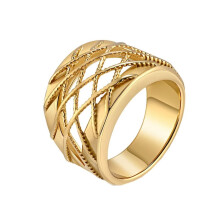 Women's Stainless Steel Crossover Wide Ring Gold Size 7