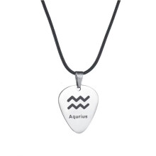 Men's Stainless Steel Aquarius Zodiac Pendant Necklace