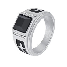 Men's Stainless Steel Cross Ring Silver Size 8