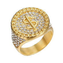 Men's Stainless Steel Dollar Sign Ring Gold Tone Size 8