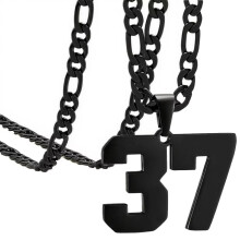 Stainless Steel Athlete Number Necklace Black 37