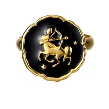 Women's Stainless Steel Enamel Sagittarius Ring Adjustable