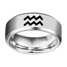 Stainless Steel Zodiac Wedding Band Ring for Men and Women