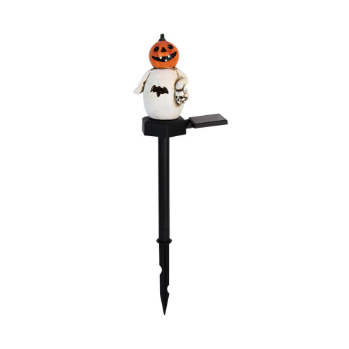 Halloween spøkelsesgresskarlykt solcellelys utendørs harpiks 1
